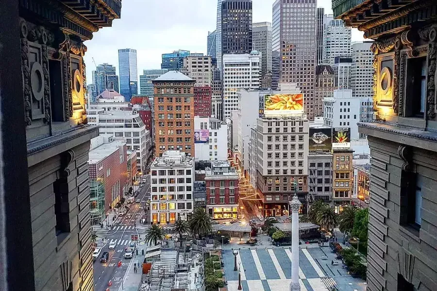 La vue depuis le Westin St. Francis sur Union Square