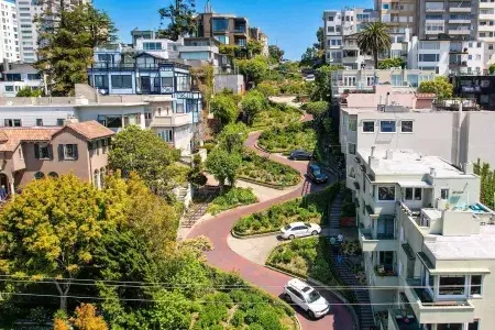 aerial of lombard street