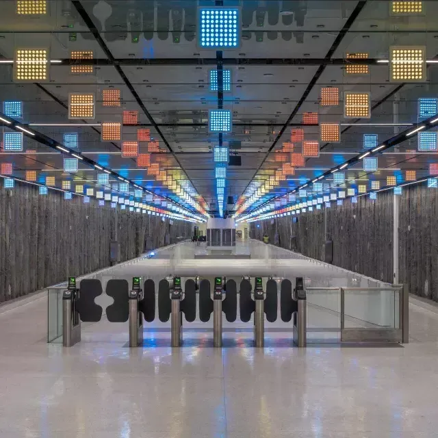 Lucy in the Sky light art installation at the Muni station.